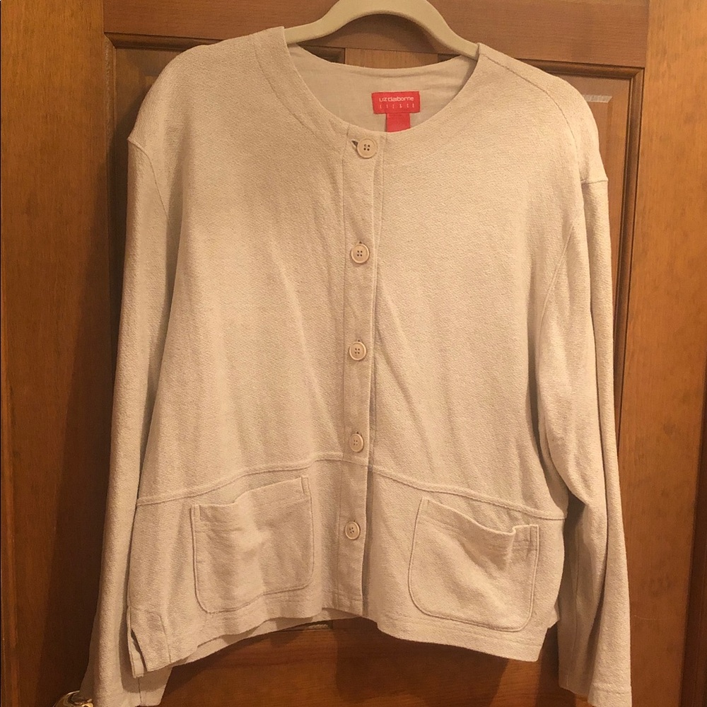 Liz Claiborne Beige Jacket with Patch Pockets